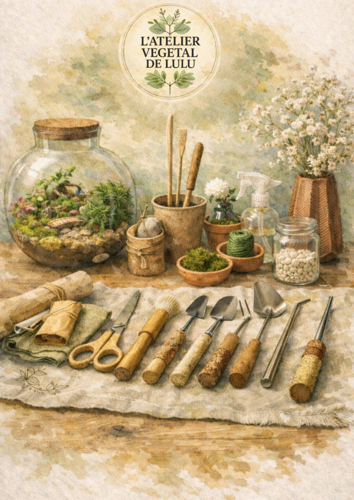 L'Atelier Végétal de Lulu, outils utilisés entretien terrarium