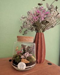 Terrarium végétal artisanal en verre fermé avec plantes naturelles by l'Atelier Végétal de Lulu